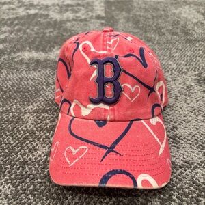 Girls 47 Brand Boston Red Sox Heart Print Pink Adjustable OSFA Hat